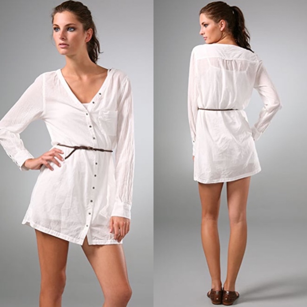 Joie Ibiza Cotton Shirtdress in Porcelain - Picture 6 of 6